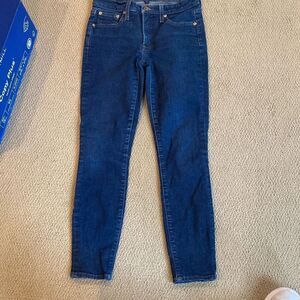 J Crew 8" Toothpick Jeans In Classic Wash H0189 Crop Ankle Stretch Pants 27